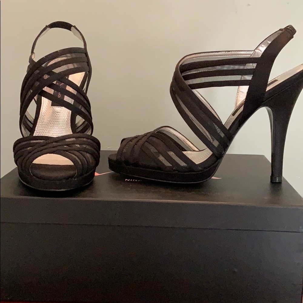 Black satin shoes